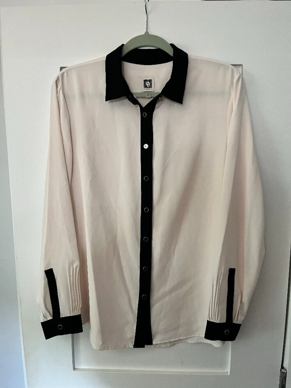 Anne Klein Cream & Black Button Down - Women's Size 14